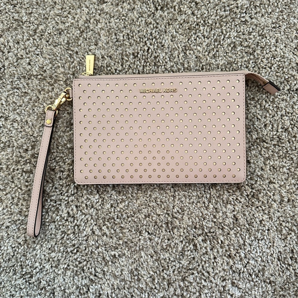 Michael Kors Tan Gold Clutch Wristlet